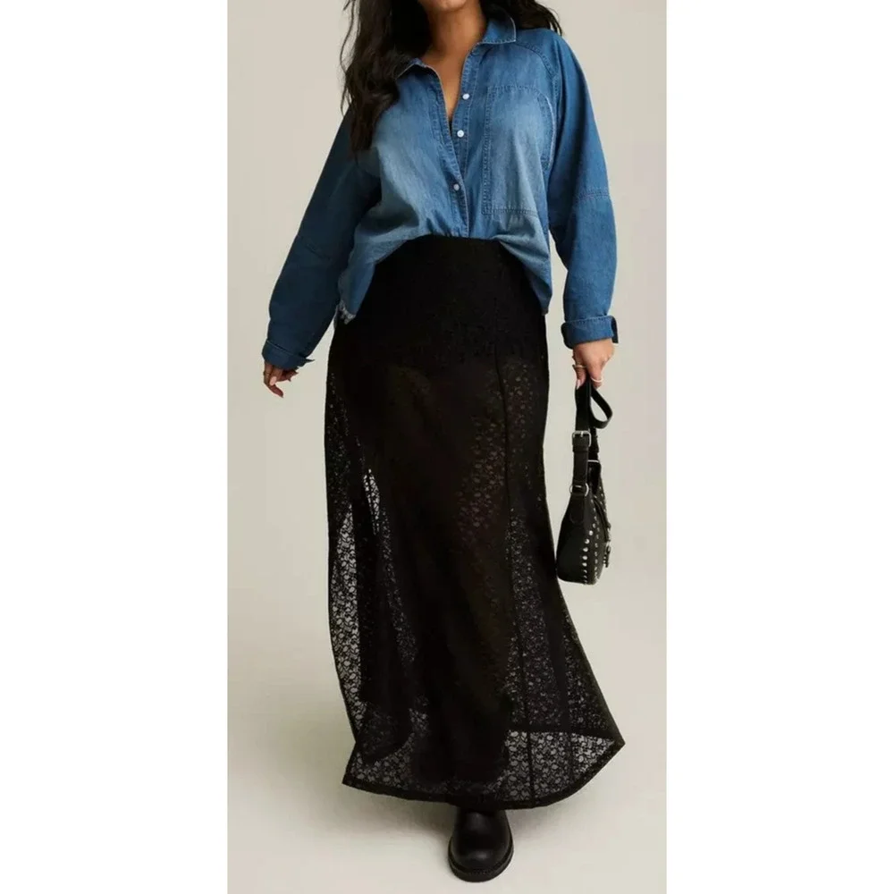 NWT Torrid Festi Denim Button-Up Shirt Blue Relaxed Tunic Top Plus Size 3 3X - Picture 12 of 12